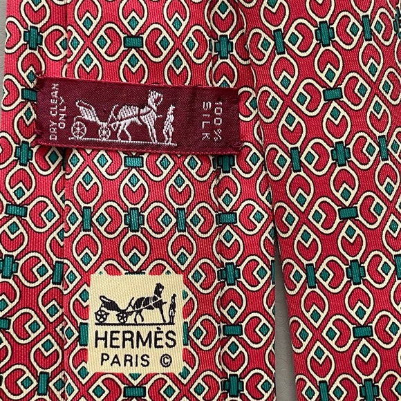 HERMÈS Silk Pattern Print Tie - Picture 4 of 4